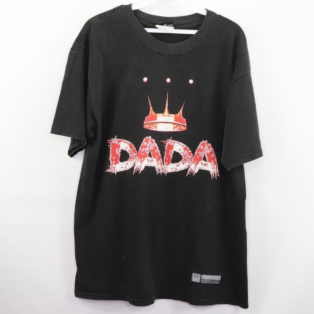 90s Damani Dada Mens Large Spell Out T Shirt Black